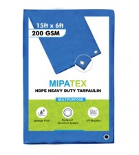 Mipatex Tarpaulin / Tirpal 15 Feet x 6 Feet 200 GSM (Blue)